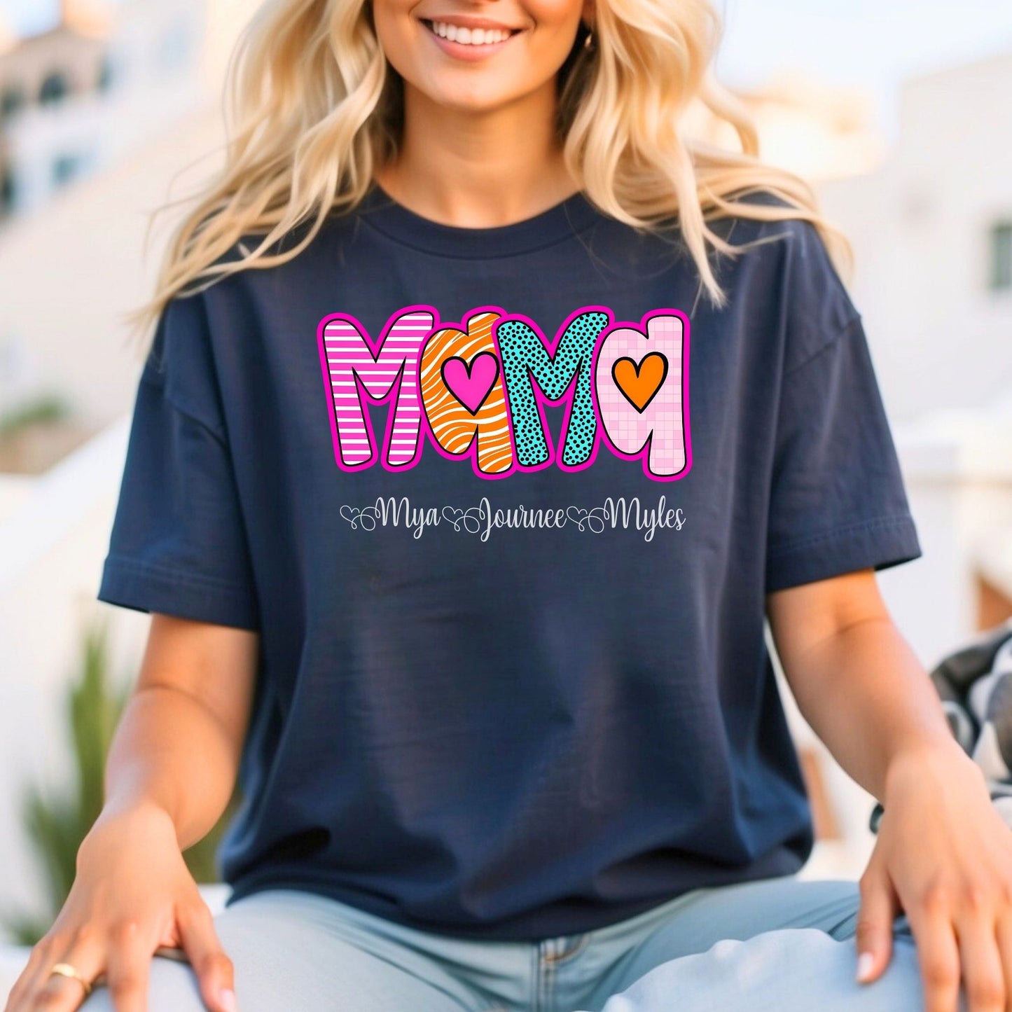 MAMA Custom Kids Names Bella Canvas Tee