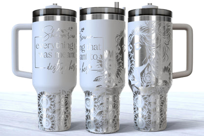 She Overcame Everything That Was Meant To Destroy Her Laser Engraved Affirmation 40oz Stainless Steel Makerflo Tumbler