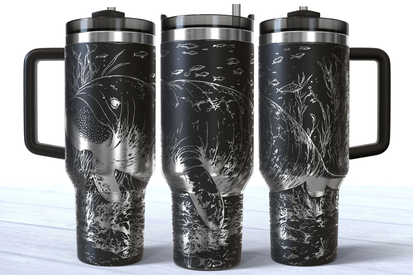 Laser Engraved Ocean Manatee 40oz Makerflo Tumbler