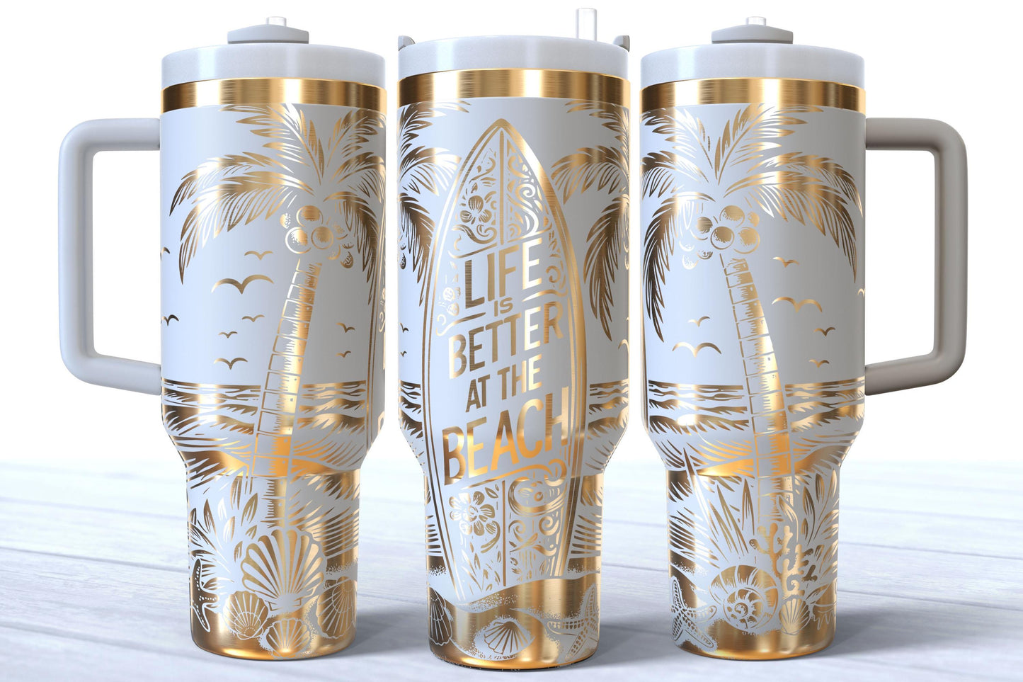 Life Is Better At The Beach Laser Engraved 40oz Makerflo Tumbler