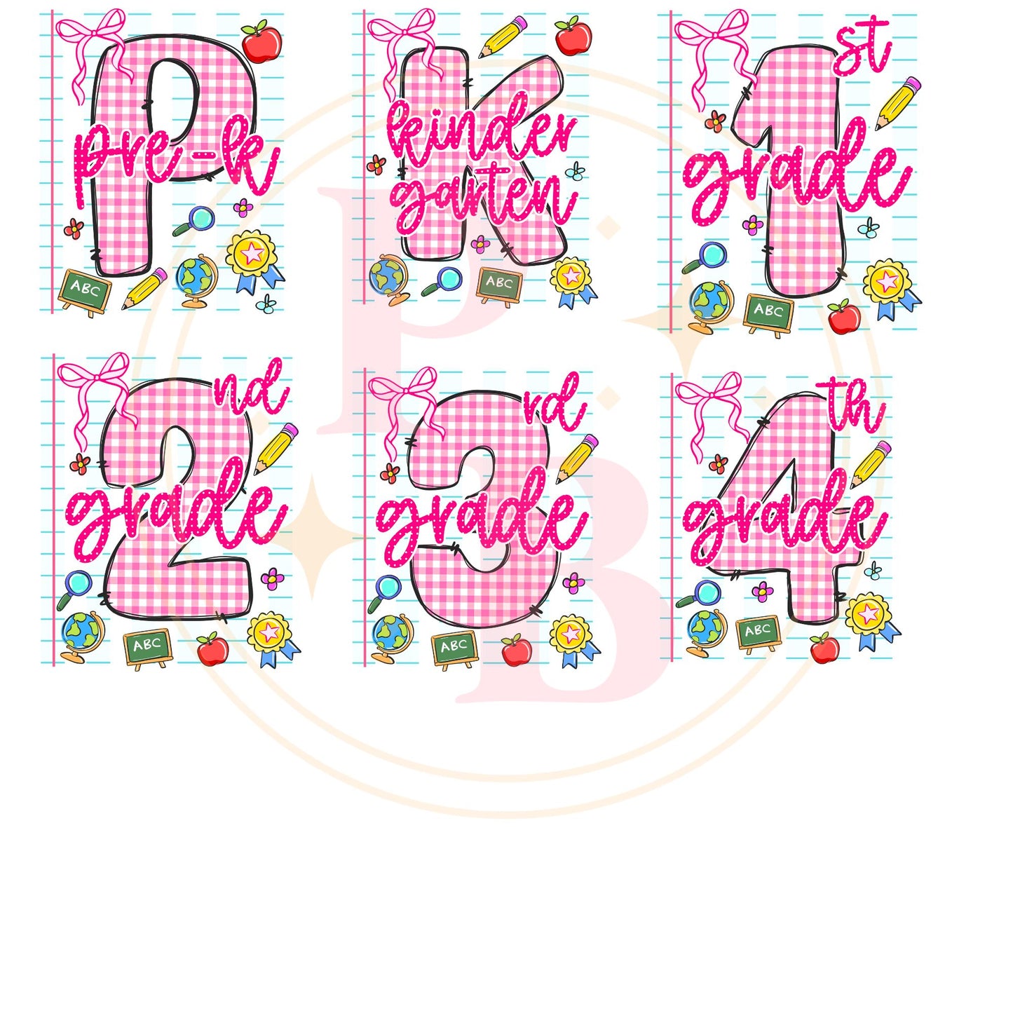 Girls Back to School Comfort Colors Tee – Striped Notebook & Pink Gingham Numbers