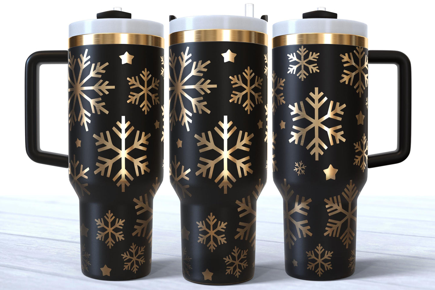 Laser Engraved Snowflakes 40oz Tumbler