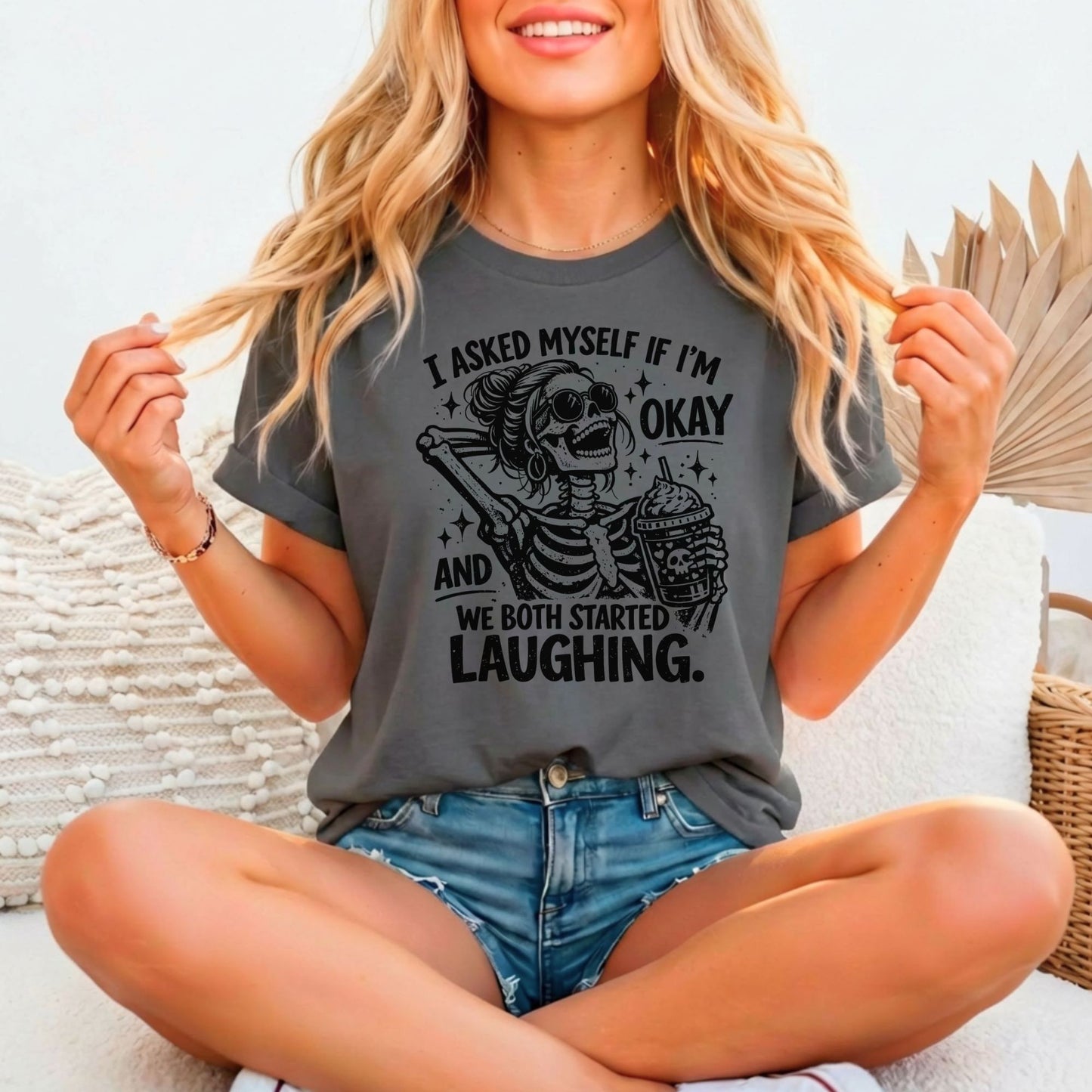 I asked Myself if I'm Okay Relaxed Fitted Bella Canvas Graphic T-shirt