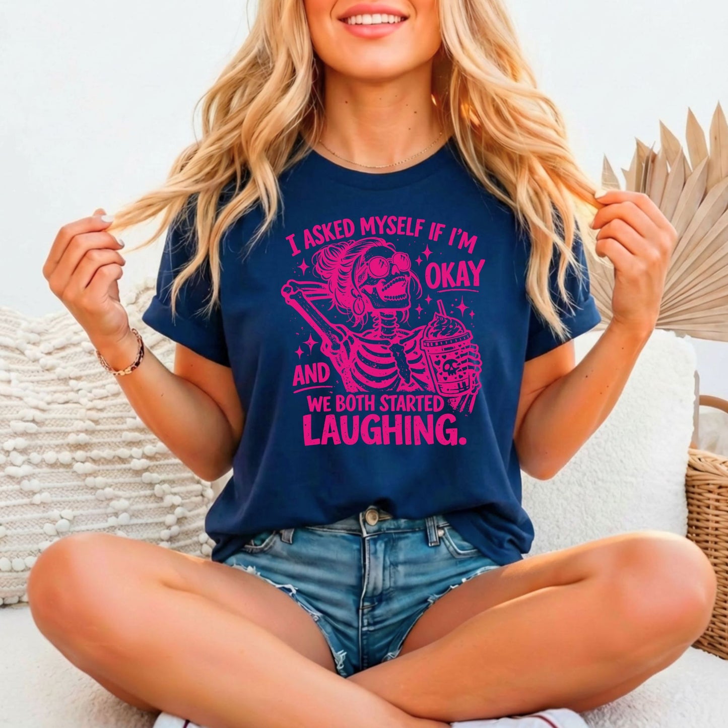 I asked Myself if I'm Okay Relaxed Fitted Bella Canvas Graphic T-shirt