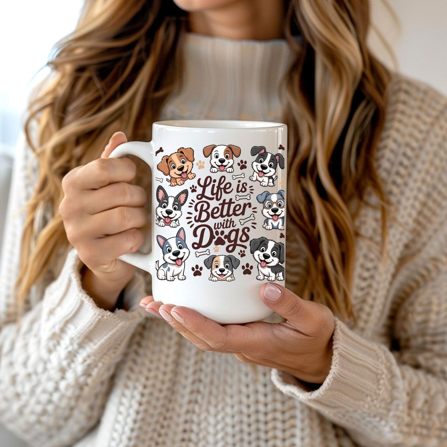 Life Is Better With Dogs Mug | 11oz & 15oz Ceramic Coffee Cup