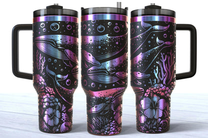 Laser Engraved Whale 40oz Makerflo Tumbler