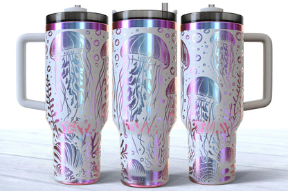 Laser Engraved Jellyfish 40oz Makerflo Tumbler