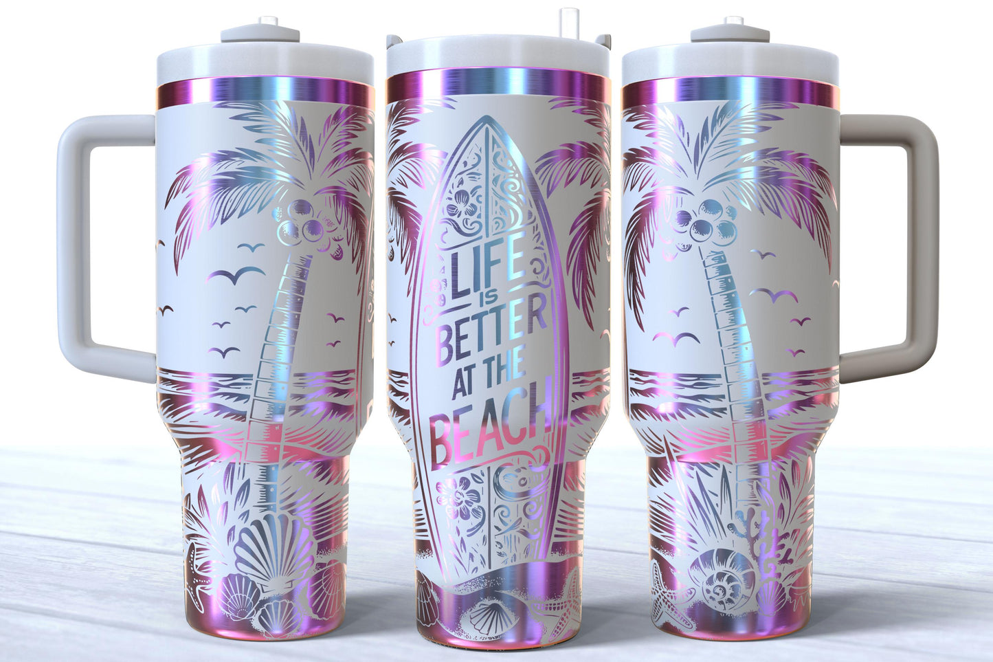 Life Is Better At The Beach Laser Engraved 40oz Makerflo Tumbler