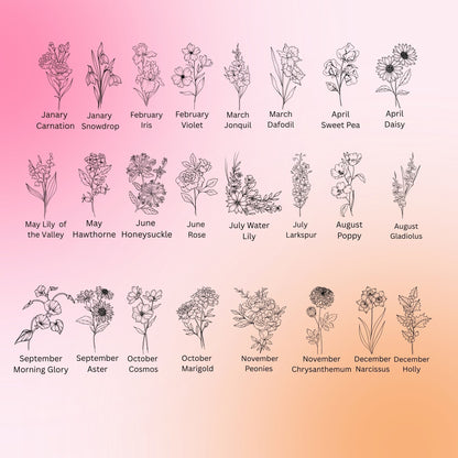 Personalized Birth Flower Journal, Laser Engraved Leatherette Notebook with Flower Meaning