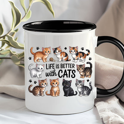 Life Is Better With Cats Mug | 11oz & 15oz Ceramic Coffee Cup
