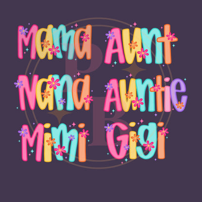 Mama Nana Gigi Mimi Aunt Auntie Custom Kids Names Comfort Colors Tee