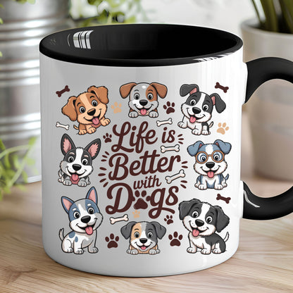 Life Is Better With Dogs Mug | 11oz & 15oz Ceramic Coffee Cup