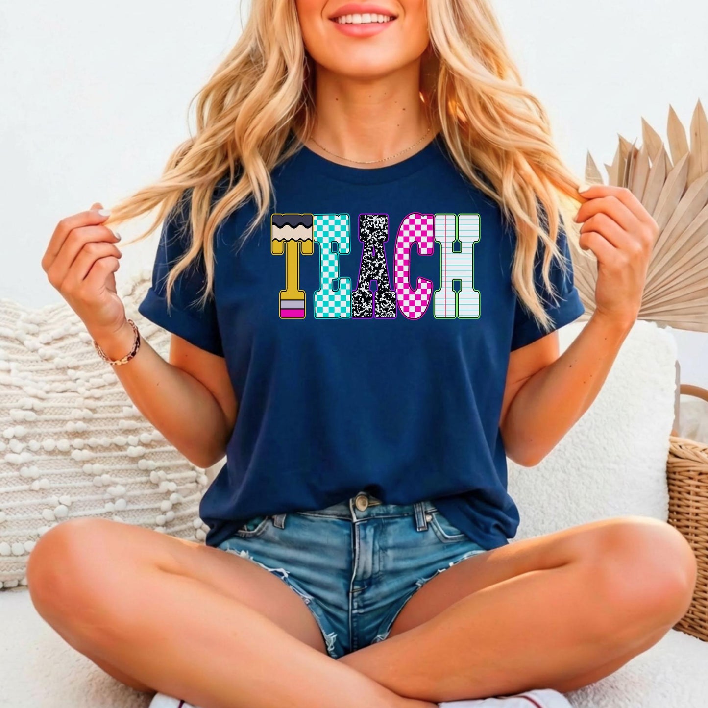 Teacher Shirt | TEACH Relaxed Fitted Graphic Tee – Educator Gift | Peanut Bubba Print Shop