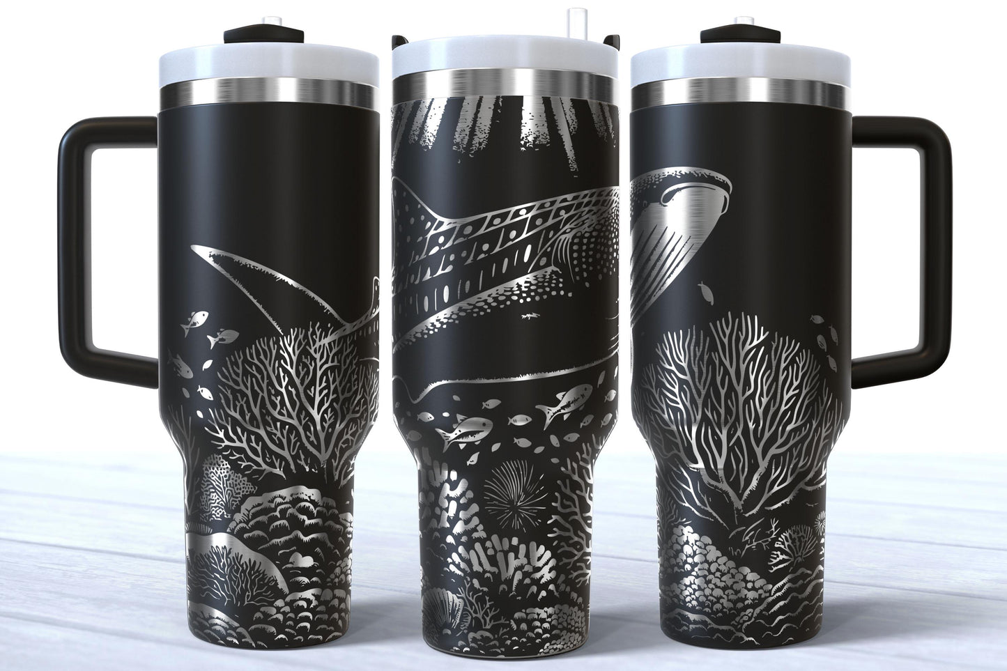 Laser Engraved 40oz Whale Shark Makerflo Tumbler