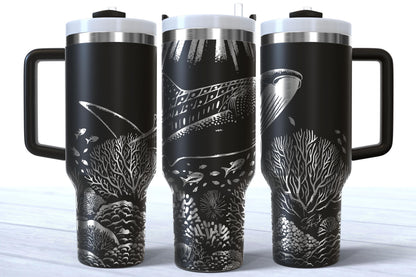 Laser Engraved 40oz Whale Shark Makerflo Tumbler