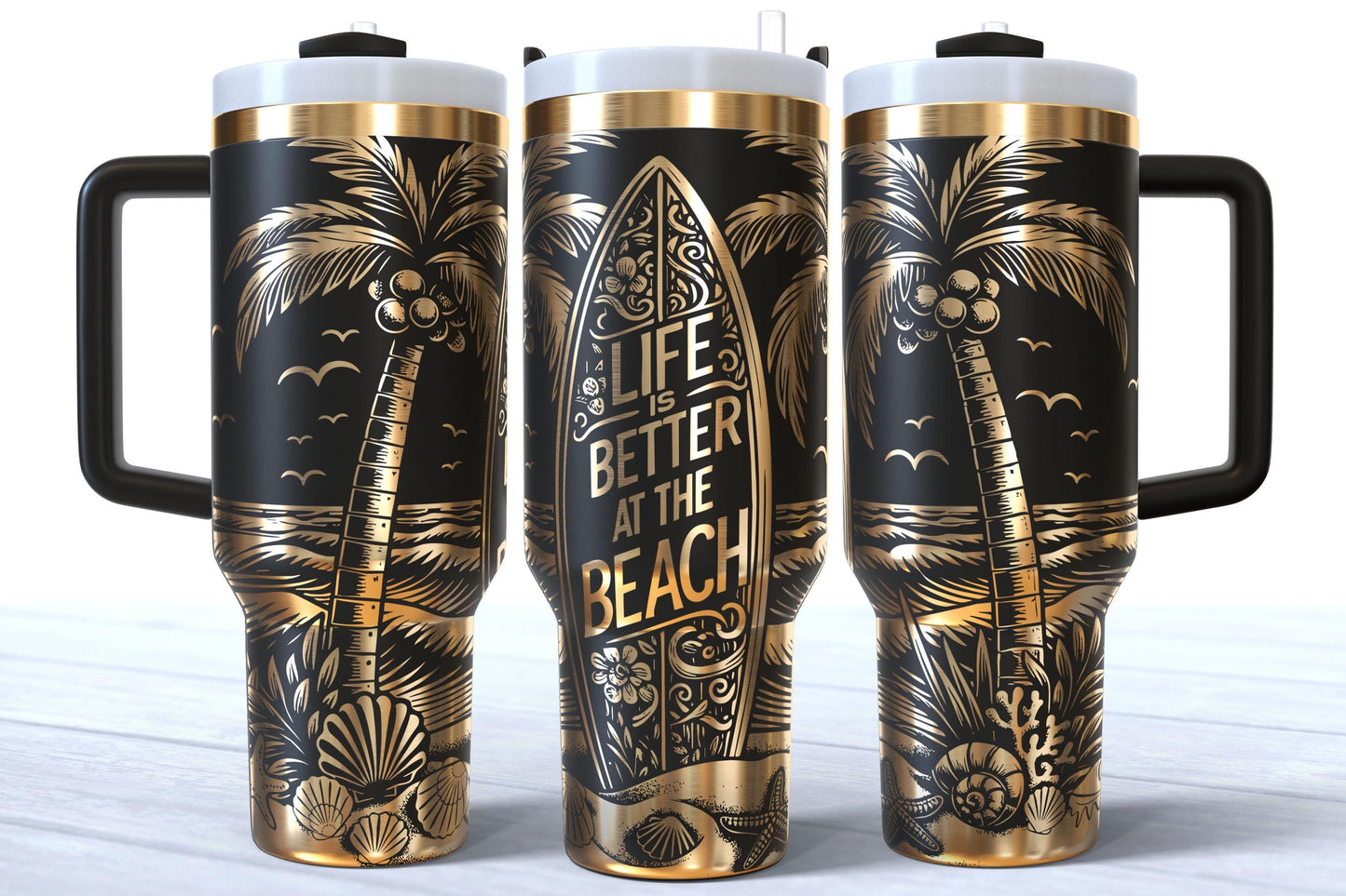 Life Is Better At The Beach Laser Engraved 40oz Makerflo Tumbler