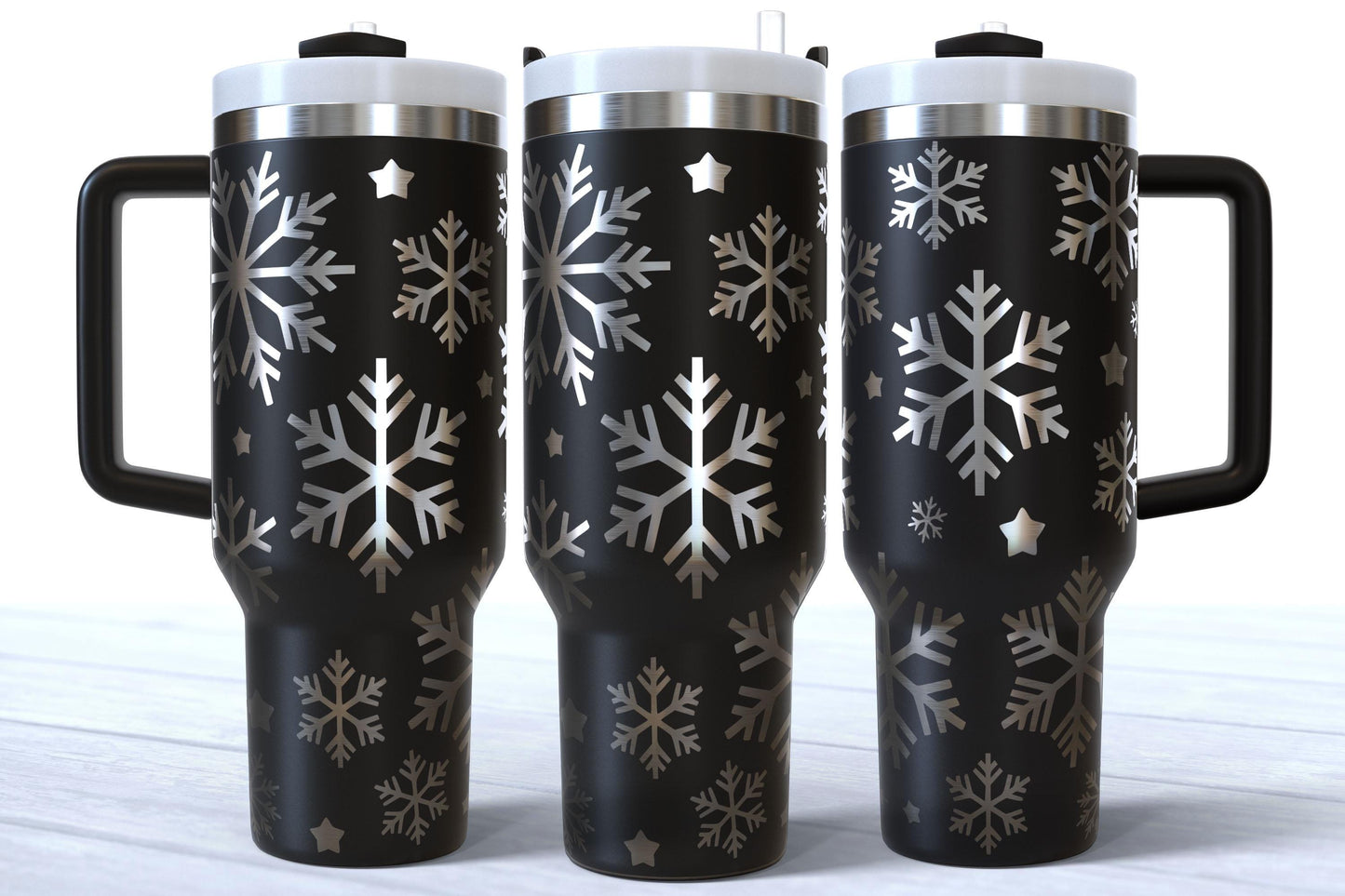 Laser Engraved Snowflakes 40oz Tumbler