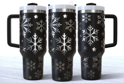 Laser Engraved Snowflakes 40oz Tumbler