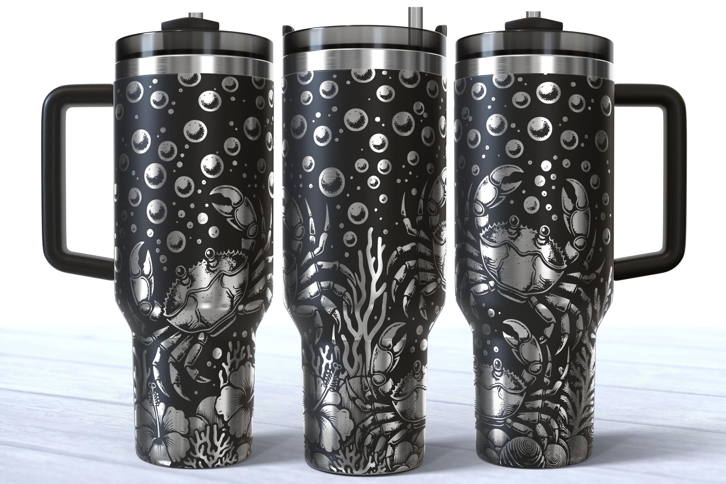 Laser Engraved Ocean Crab 40oz Makerflo Tumbler