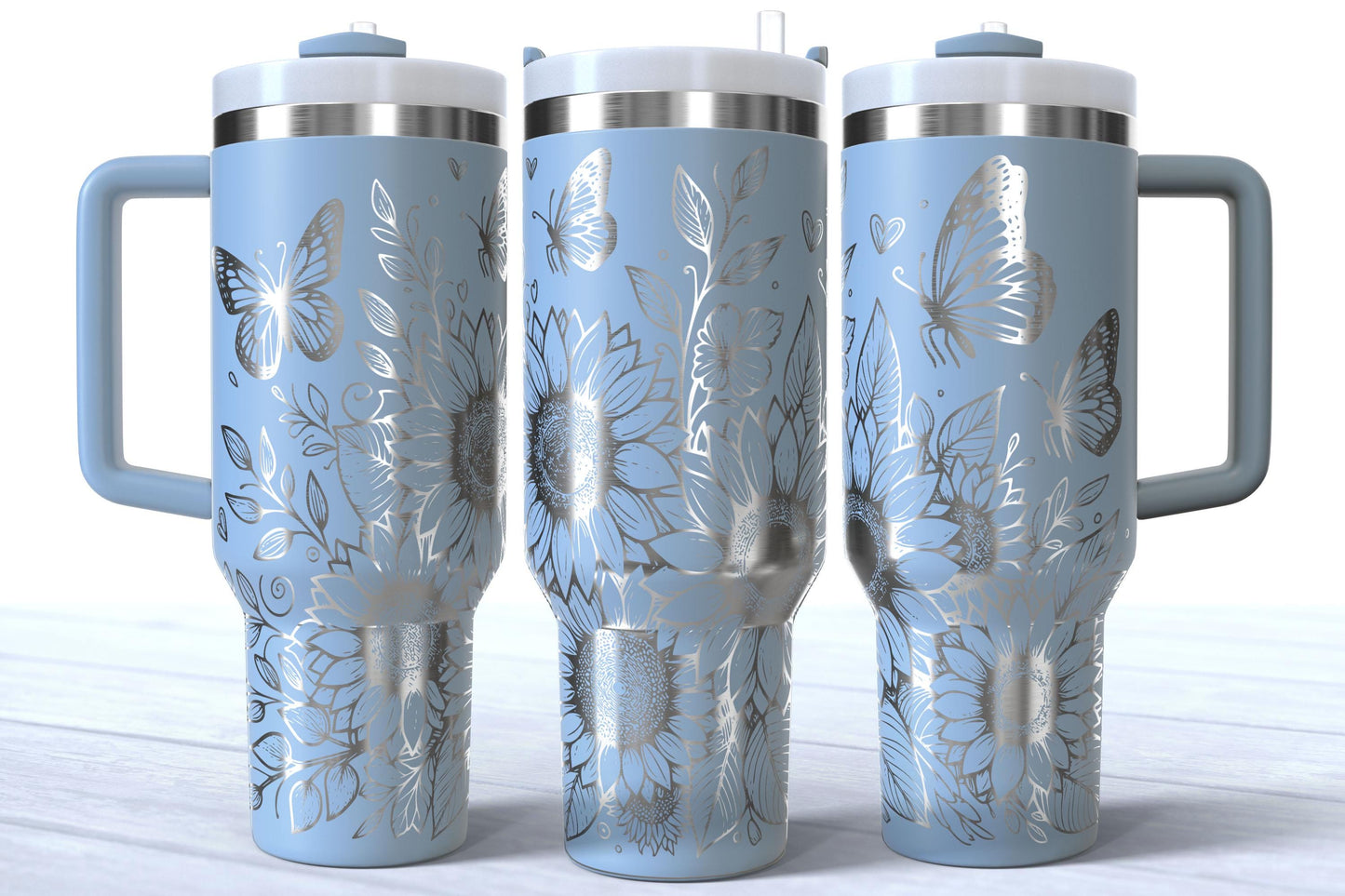 Spring Themed Butterfly Floral Laser Engraved 40oz Hogg/Stainless Steel Depot Tumbler