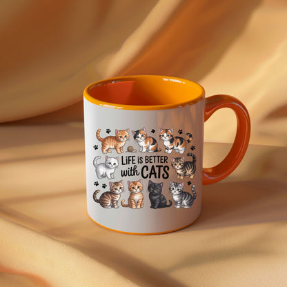 Life Is Better With Cats Mug | 11oz & 15oz Ceramic Coffee Cup