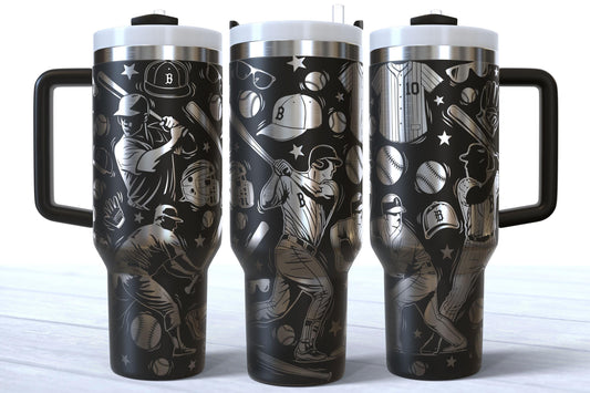 Laser Engraved Baseball Makerflo Tumbler
