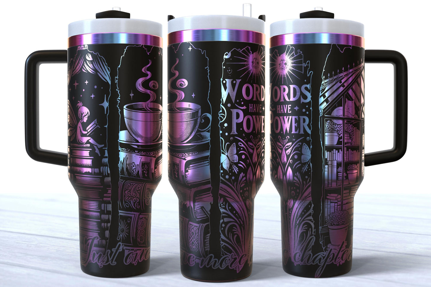 Laser Engraved Book Lover Tumbler | “Words Have Power” | "Just One More Chapter"