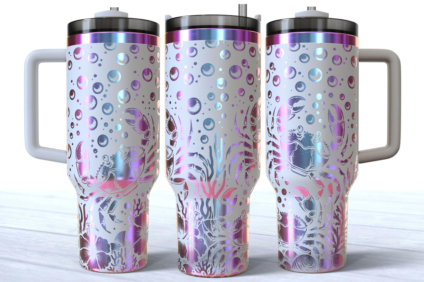 Laser Engraved Ocean Crab 40oz Makerflo Tumbler