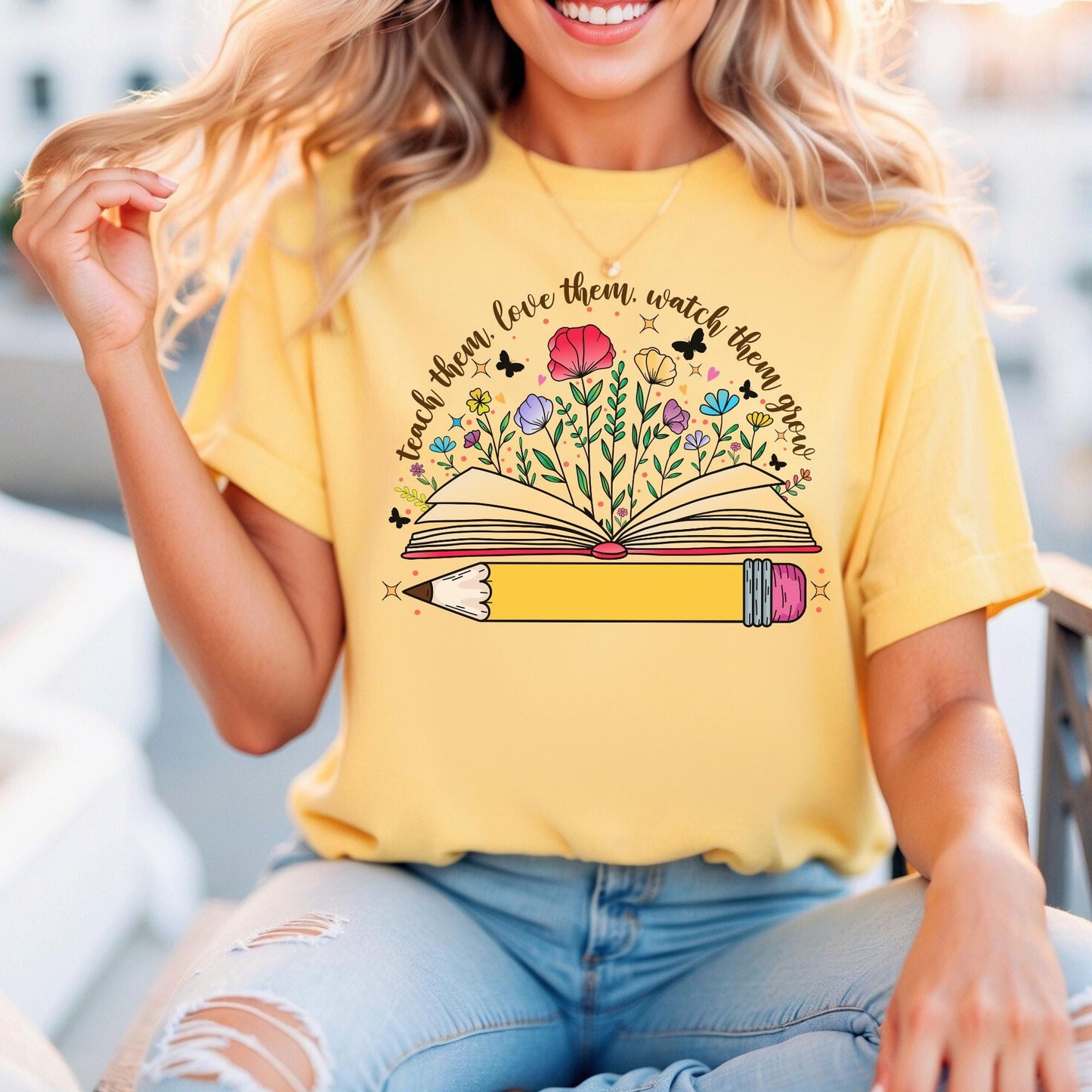 Teacher Relaxed Fitted T-Shirt, Bella Canvas 3001, Teach Love Grow, Educator Gift