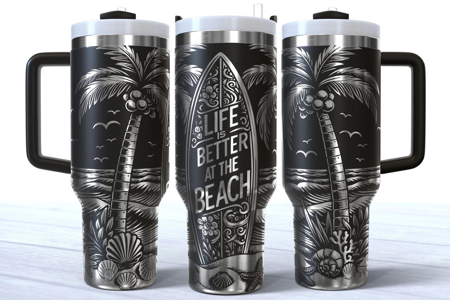 Life Is Better At The Beach Laser Engraved 40oz Makerflo Tumbler