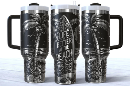 Life Is Better At The Beach Laser Engraved 40oz Makerflo Tumbler