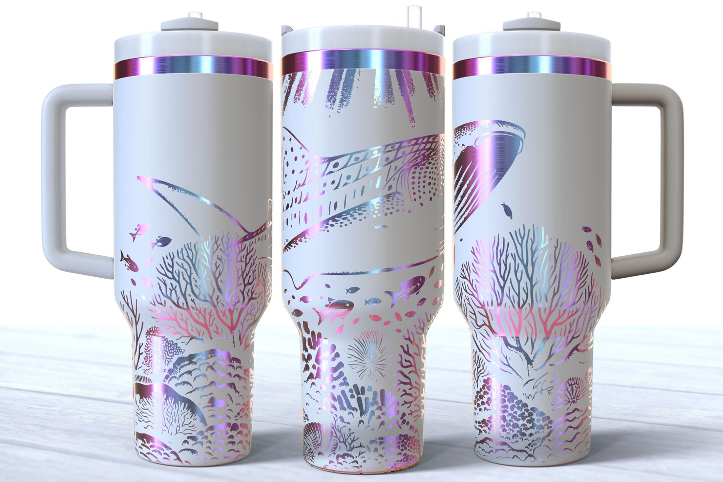 Laser Engraved 40oz Whale Shark Makerflo Tumbler