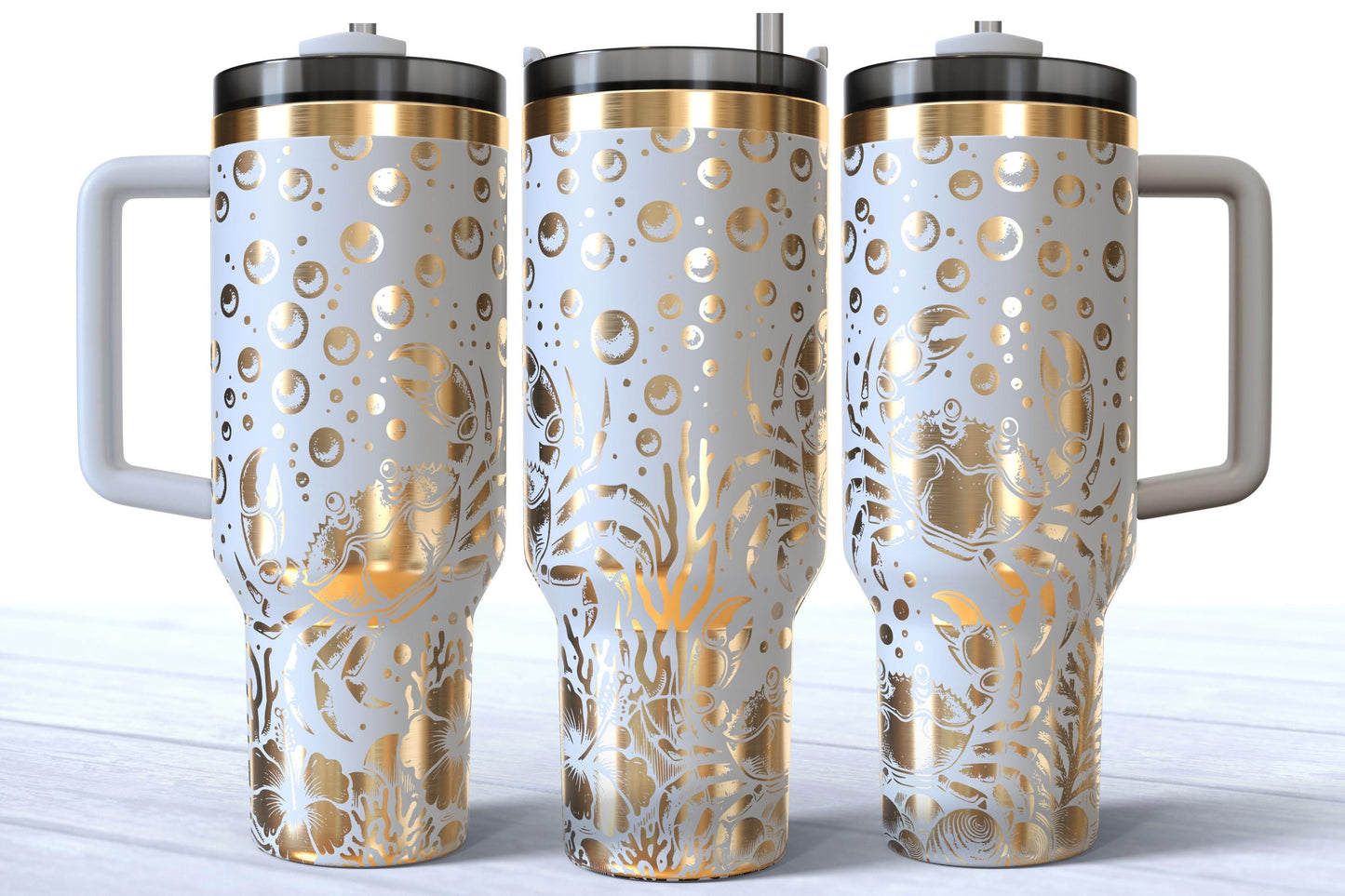 Laser Engraved Ocean Crab 40oz Makerflo Tumbler