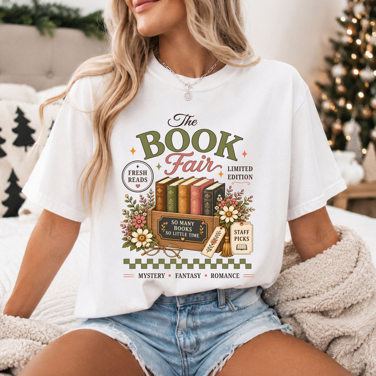Christmas Bookish Comfort Colors Tees – Short & Long Sleeve