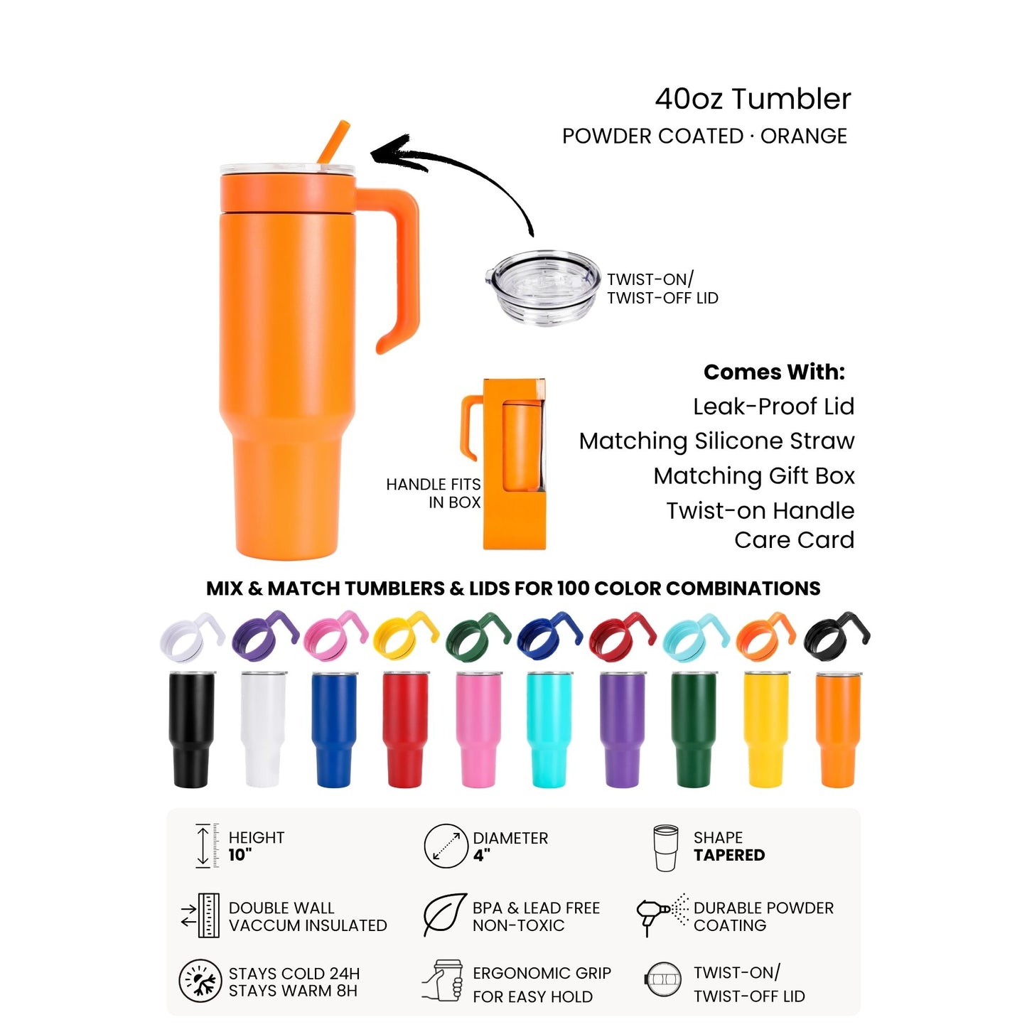 GRANDMA Personalized Makerflo Tumbler | Kids Name | Silver, Gold & Rainbow Plated