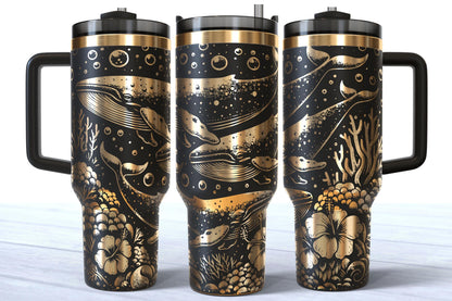 Laser Engraved Whale 40oz Makerflo Tumbler