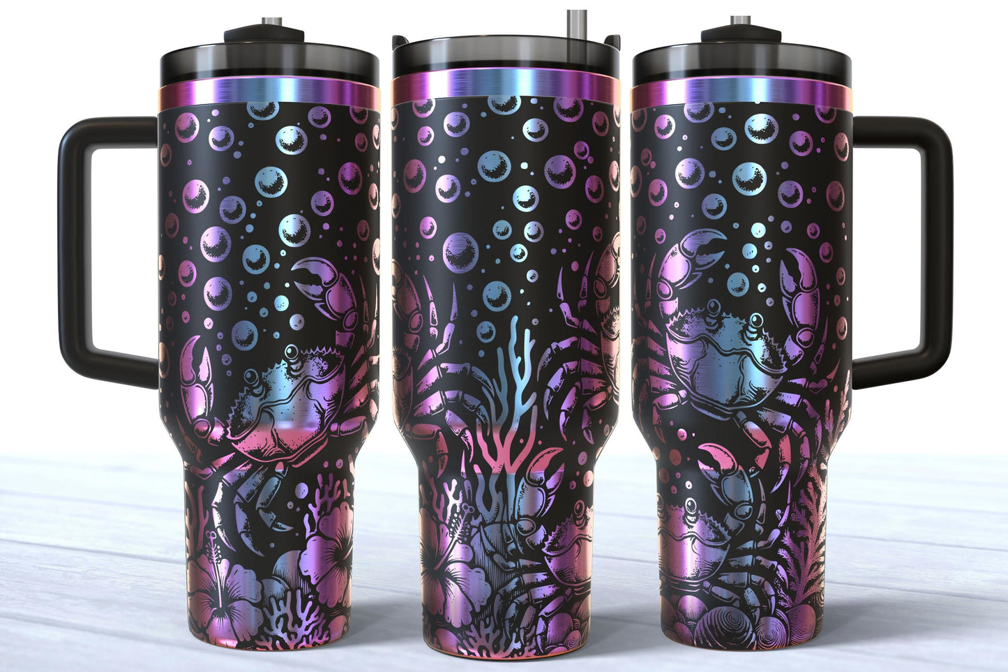 Laser Engraved Ocean Crab 40oz Makerflo Tumbler
