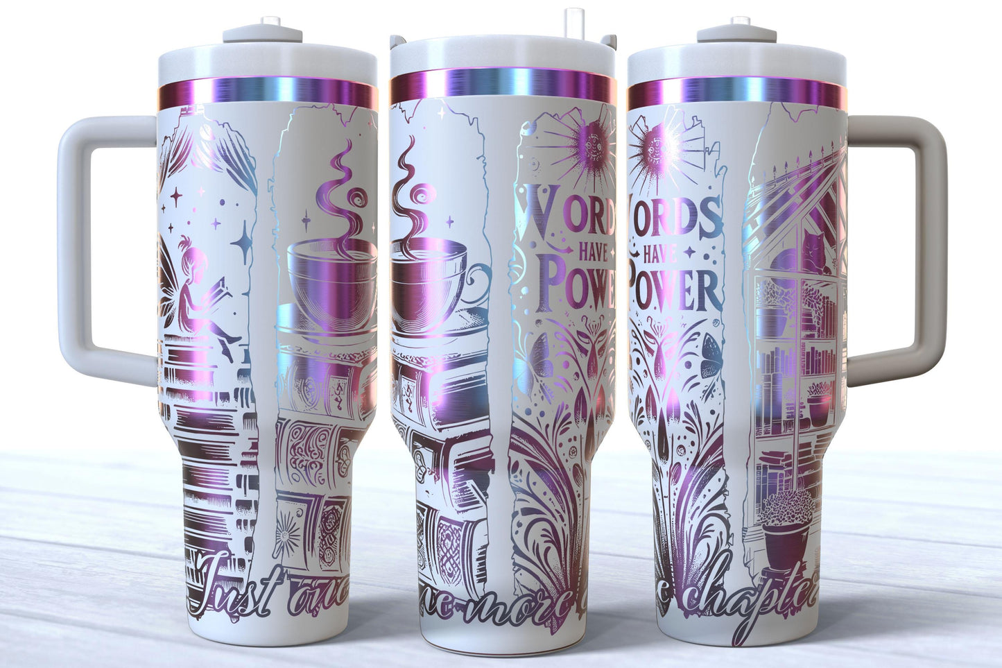 Laser Engraved Book Lover Tumbler | “Words Have Power” | "Just One More Chapter"