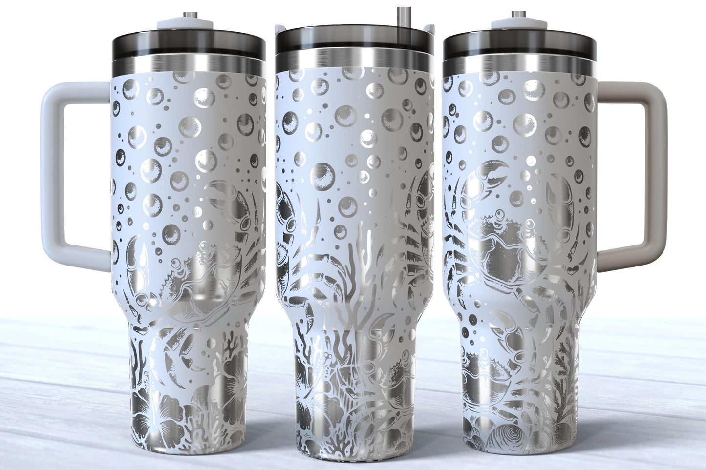 Laser Engraved Ocean Crab 40oz Makerflo Tumbler