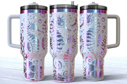 Laser Engraved Seahorse 40oz Stainless Steel Makerflo Tumbler