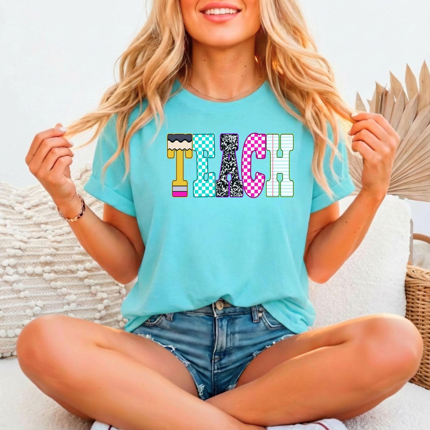 Teacher Shirt | TEACH Relaxed Fitted Graphic Tee – Educator Gift | Peanut Bubba Print Shop
