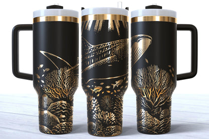 Laser Engraved 40oz Whale Shark Makerflo Tumbler