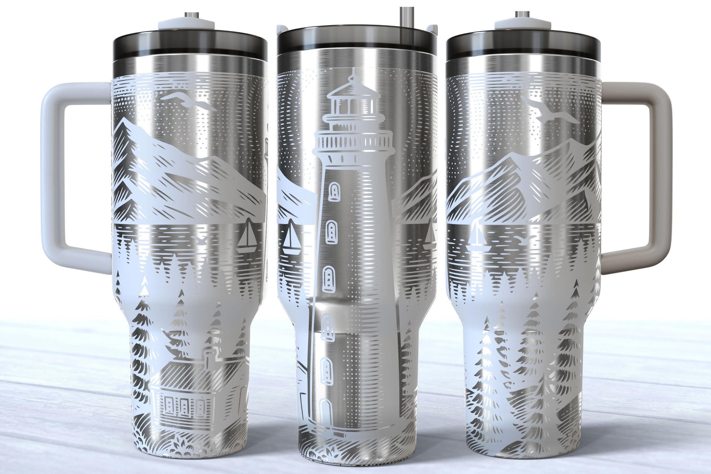 Laser Engraved 40oz Lighthouse Makerflo Tumbler