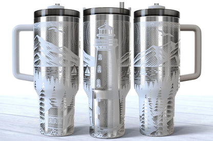 Laser Engraved 40oz Lighthouse Makerflo Tumbler