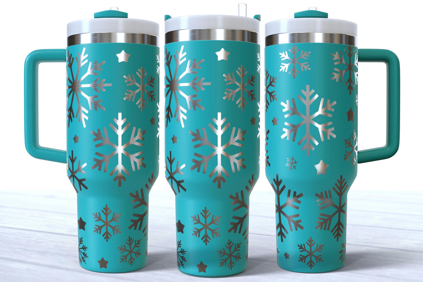 Laser Engraved Snowflakes 40oz Tumbler