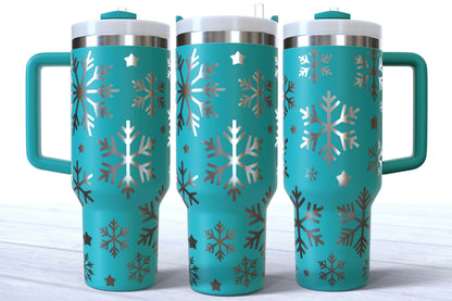Laser Engraved Snowflakes 40oz Tumbler