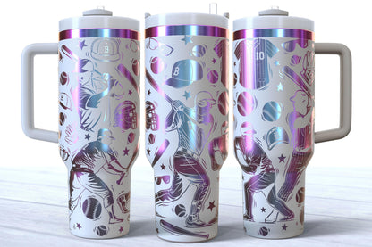 Laser Engraved Baseball Makerflo Tumbler