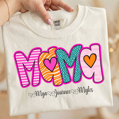 MAMA Custom Kids Names Comfort Colors Tee