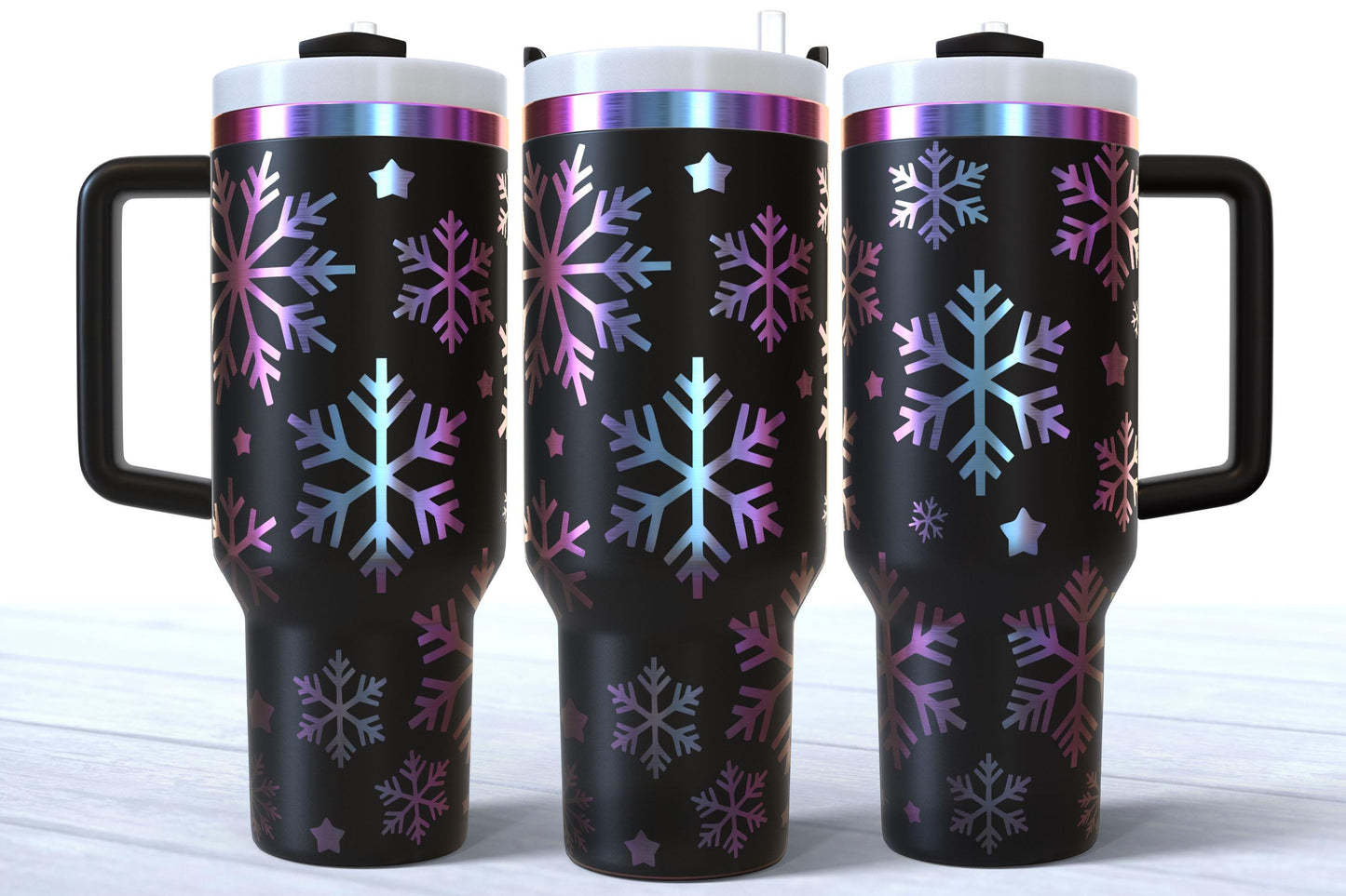 Laser Engraved Snowflakes 40oz Tumbler