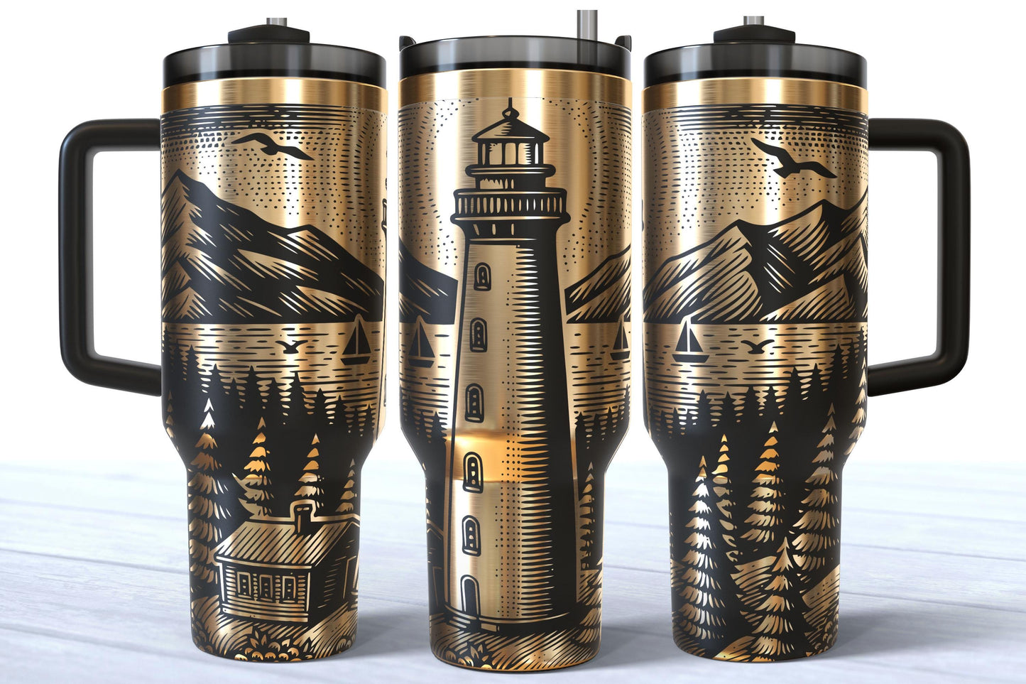 Laser Engraved 40oz Lighthouse Makerflo Tumbler